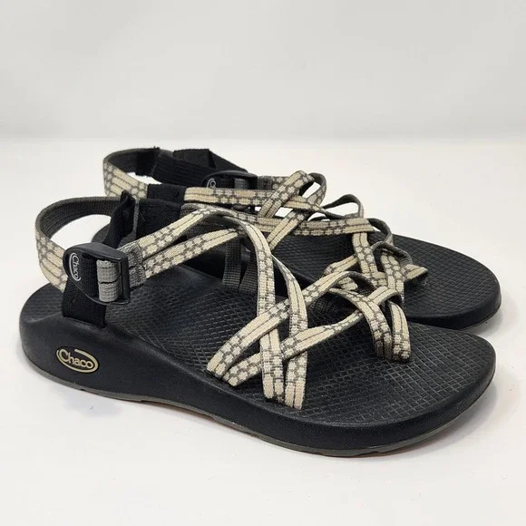 Chaco Womens ZX 2 Yampa Gray White Toe Loop Outdoor Sandals Size 8 Hiking Straps - Picture 1 of 11